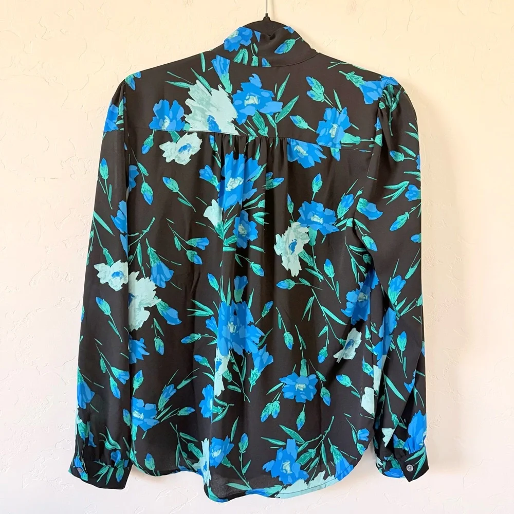 J. Crew Front Tie Button Floral Blouse Size S